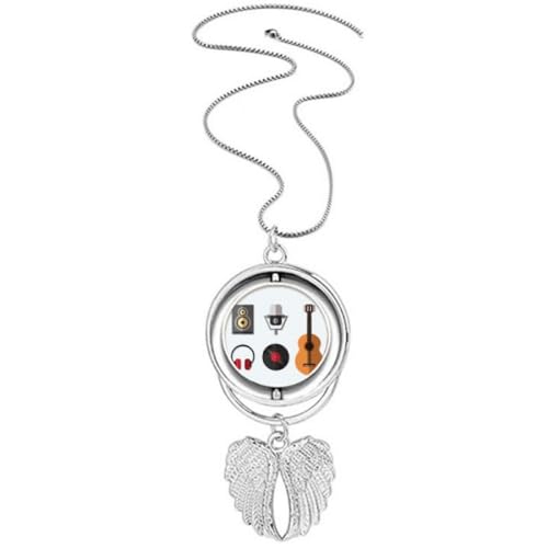Collier pendentif CD et guitare ailes d'ange idée cadeau pour un chanteur