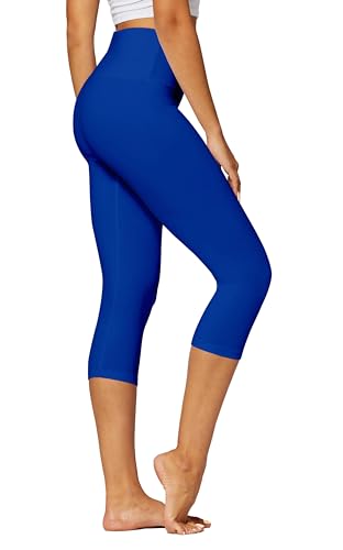Conceited Capri Leggings for Women - Soft - High Waist Tummy Control - Essential - Regular and Plus Size - Royal Blue - Large - X-Large