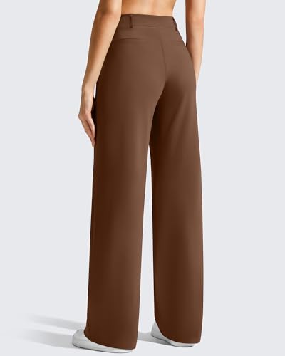 Image of G4Free EverGoing Women's Wide Leg Dress Pants Pull On Stretchy High Waisted Casual Trousers with Pockets