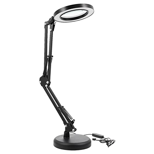 Didiseaon luz de lupa Escritorio lámpara de lupa con abrazadera Suave condujo aumentador lámpara de estudiante lámpara de dormitorio lámpara de mesa de protección ocular hierro forjado Negro