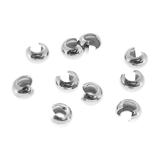 40 pcs .925 Sterling Silver Knot Round Crimp Bead Cover 3mm / Findings/Bright