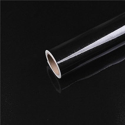 SUNBIRD Wall Self Adhesive Stickers for Furniture PVC Wallpaper Peel and Stick Home Decor for Wooden Table Kitchen Oil-Proof Marble Vinyl Rolls (12 x 48 Inch, Black Vinyl)