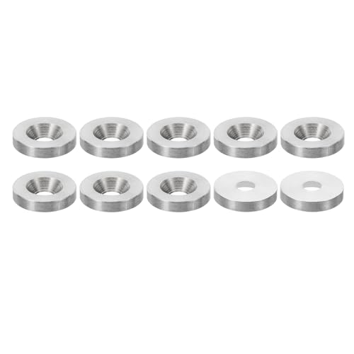 PATIKIL Rondelle Plate Finition M5, Lot de 10, Diamètre 18Mm, Hauteur 3.5Mm, en Acier Inoxydable 304 Massif, Pour Vis à Tête Fraisée, Pour La Construction