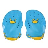 LEAQU 1 Pair Contour Swim Paddles Hand, Swim Training Hand Paddles, Hand Fin Children Diving Aid Tool, Swimming Equipment for Women Men Children Lake Blue M