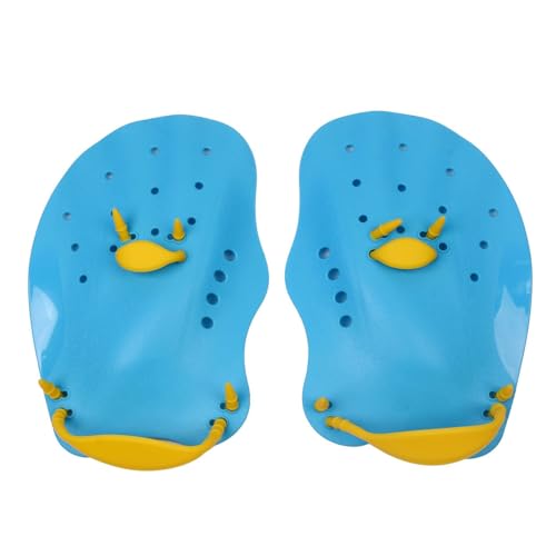LEAQU 1 Pair Contour Swim Paddles Hand, Swim Training Hand Paddles, Hand Fin Children Diving Aid Tool, Swimming Equipment for Women Men Children Lake Blue S