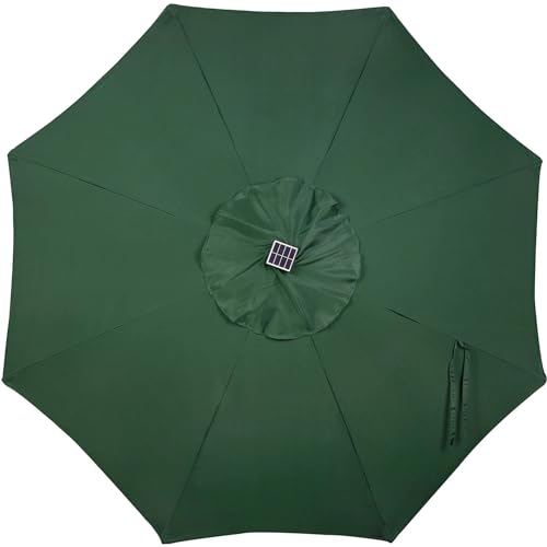 Image of Blissun 9 ft Solar Umbrella, 32 LED Lighted Patio Umbrella, Table Market Umbrella, Outdoor Umbrella for Garden, Deck, Backyard, Pool and Beach (Dark Green)