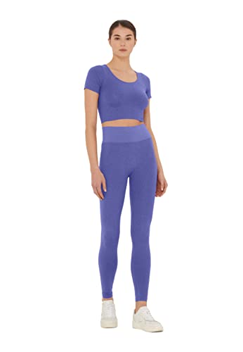 Leggings shiny Wolford femme violet et aquamarine de la ville au dîner