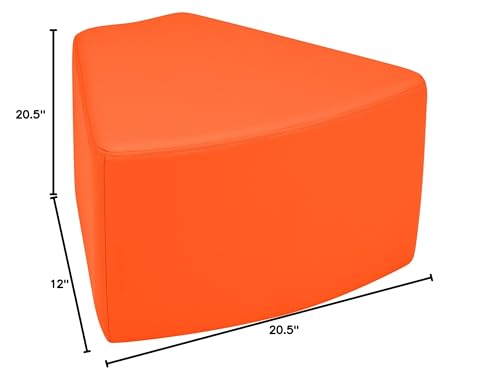 Image of Sprogs 12 inch H Structured Wedge Stool -Flexible Modular Collaborative Soft Seating for Office, Home, Lounge and School Classrooms with Durable Frame -Orange