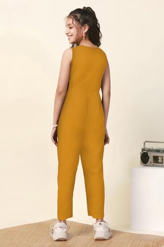 Image of Fashion Dream Girl's Cotton Blend Ankle Length|Jump Suit Set for Girls
