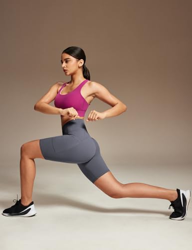 Ewedoos Biker Shorts Women Tummy Control Workout Shorts with 3 Pockets High Waisted Compression Gym Running Yoga Shorts Women