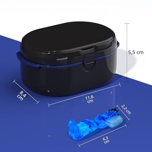 Boîte de rangement pour appareils dentaires pour le stockage et le trempage des protège-dents, magnétique, avec brosse à dents (noir) – vue 2