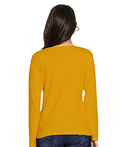 Image of Pooplu Women's Regular Fit Plain V Neck Full Sleeves Multicoloured 100% Cotton Pootlu T Shirt. Stylish, Casual Tshirts