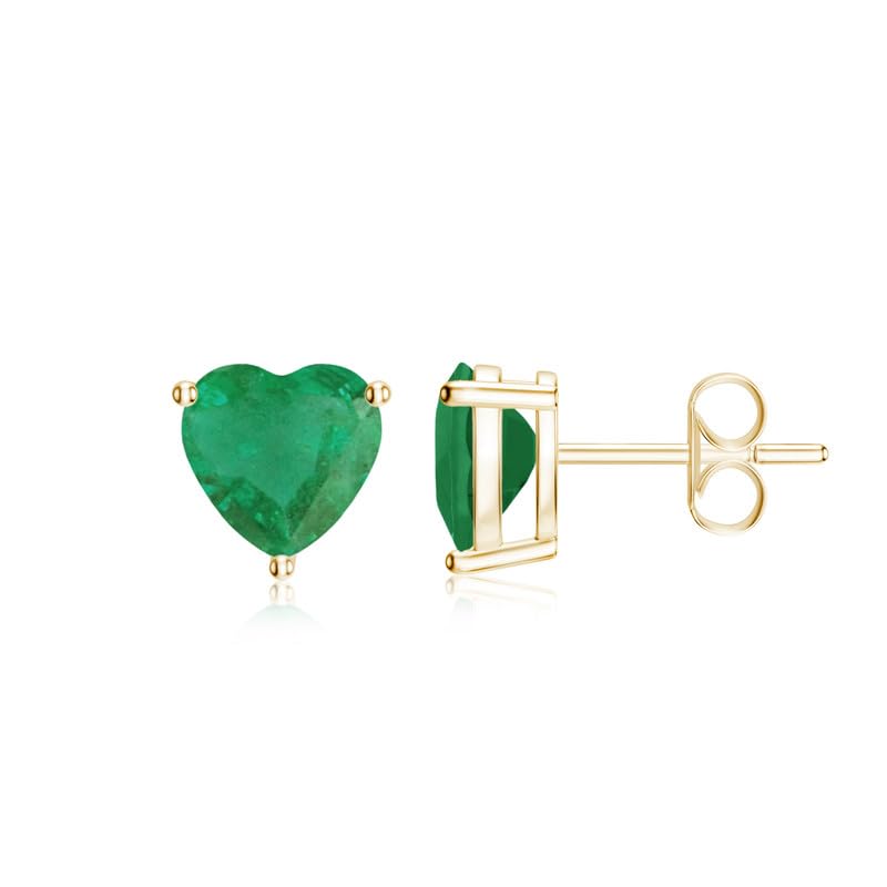 Image of Goldhartz Sterling Silver Genuine, Created or Simulated Birthstone Gemstone 7mm Heart Stud Earrings