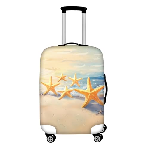 Forchrinse Orange Starfish on Beach Luggage Cover Polyester Washable Women Men Suitcase Protector Cover Anti Scratch Apply to 30-32inch Luggage