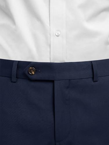 Comdecevis Mens Classic Fit Dress Pants Wrinkle-Resistant Trousers with Pockets for Work,Golf,Business,Casual Navy Blue 36×32