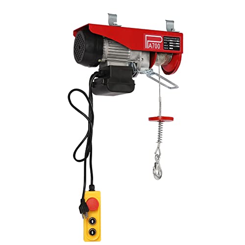 1543lbs Electric Hoist, 110V Zinc-Plated Steel Wire Hoist Electric Hoist with Remote Control & Single/Double Slings for Lifting in Factories, Warehouses, Construction Site, Mine Filed (1543lbs)