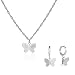 Produktbild Juland Schmetterling Kettenhalskette Halskette Halsband Legierung Anhänger Kette Halskette Frauen Schmuck Colliers 11,8 + 3,9" Extender mit 1 Paar Ohrring Versilbert 2638
