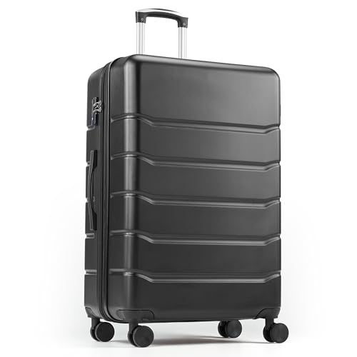 HealSmart Hardside Carry-On Luggage Expandable Portable Hardshell Spinner Wheels, Lightweight Suitcase TSA Lock, Black, 20 inch