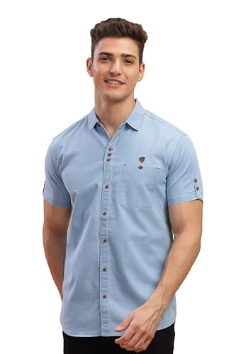 Image of Kuons Avenue Men's Denim Casual Shirt|Regular Fit| Smart Spread Collar for a Timeless and Versatile Everyday Style