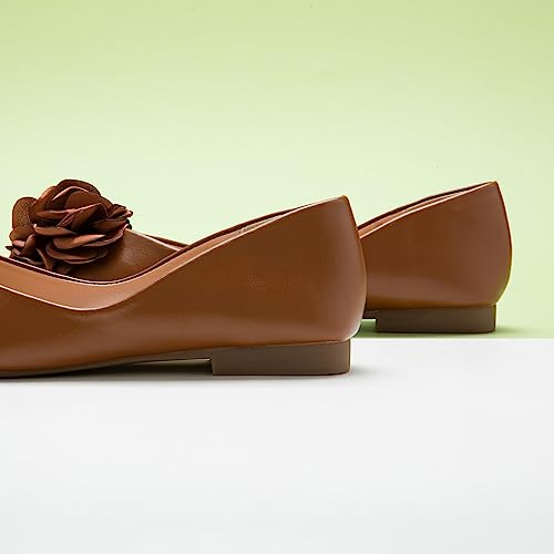 Image of C.Paravano Ballet Flats for Women | Women's Flats | Square Toe | Slip On Dress Shoes | Satin Flower Shoes
