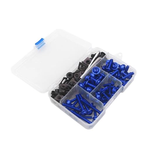 車体ネジ に適合するヤマハ Xmax Xvs 650 1100 エアロックス 50 155 Ltz 400 Xmax300 オートバイフルフェアリングボルトキット 完全なフェアリングクリップナット(Blue)