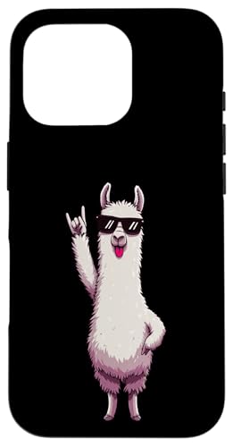 Cool Llama Tongue Out Rock Sign �A�j�}���O���t�B�b�N�T���O���X �X�}�z�P�[�X iPhone 16 Pro �p