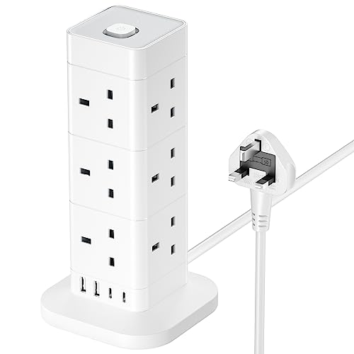 Hotimy 12-Way Tower Extension Lead with USB Slots