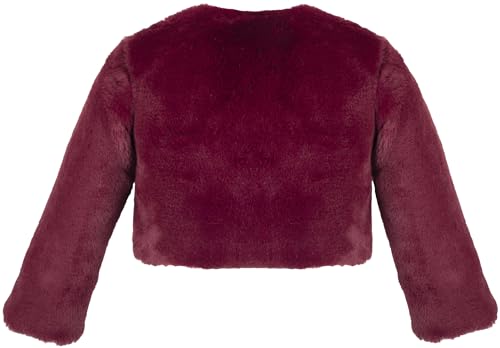 Image of Lilax Girls Cozy Faux Fur Long Sleeve Crew Neck Dress Coat