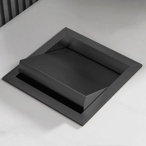 MAHWER Square Recessed Counter Top Trash Bin Balance Flap Cover, 304 Stainless Steel Countertop Built-in Trash Grommet Flap Lid, Trash Grommet Swing Trash Can Lid (Color : Black)