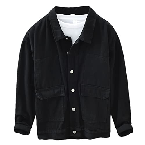 Veste en jean homme double poche blouson noir manches longues Xt01 L