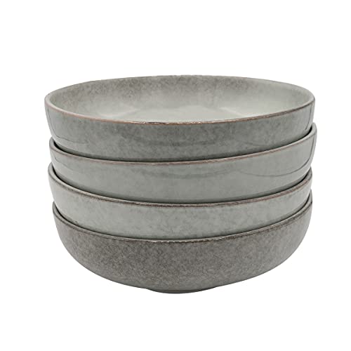 Cooks Professional Set of 4 Nordic Pasta Bowls with Reactive Glaze | 20cm Large Modern Stylish Ceramic Stoneware Salad Bowls | Microwave, Dishwasher, Oven & Freezer Safe Dinnerware | Grey
