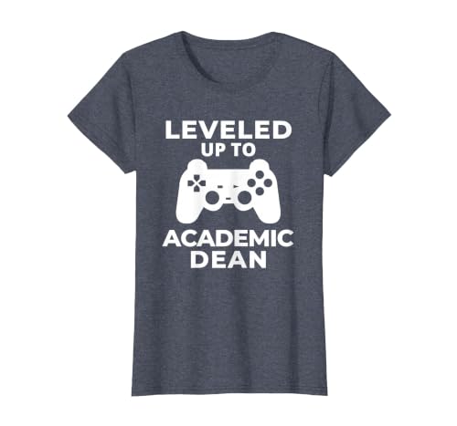 Leveled Up to Academic Dean | Faculty Dean Leadership T-Shirt, Women, Heather Blue, Medium
