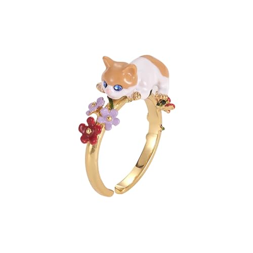 Bague chat Juicy Grape en émail fait à la main et oxydes de zirconium