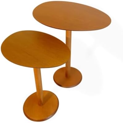 Conjunto 2 Mesas Laterais em Madeira Modelo Orgânico Acabamento L...