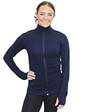 Woolino Merino Wool Fleece Jacket for Women - Year Round All Natural Fleece Jacket for Women Full Zip - Zippered Pockets Lightweight Fleece Jacket - Cosmic Blue - Medium