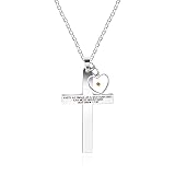 Stainless Faith Cross Necklace Mustard Seed Inspirational Christian Bible Verse Quote Matthew 17:20 (White)