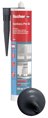 fischer Premium-Sanitärsilikon Silikon zum Abdichten & Verfugen im Sanitär- und Küchenbereich Kartusche für zahlreiche Anwendungen und Baustoffe Langzeitschutz vor Schimmel 310 ml anthrazit