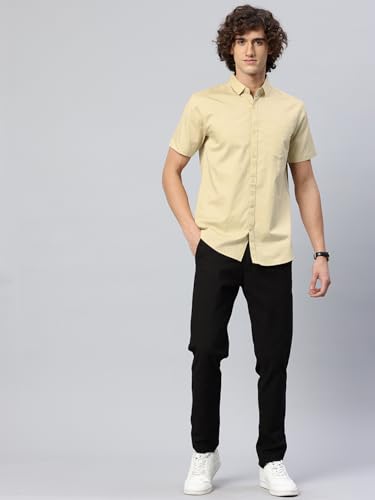 Image of Majestic Man Slim Fit Pure Cotton Half Sleeve Solid Casual Shirt