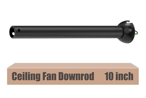 DPXMYG 10 inch Black Ceiling Fan Downrod with Ball Head, Downrod for Ceiling Fan, 1 inch Outside Diameter, Suitable for a Wide Range of Fans (with Ball Head, Not Threaded)