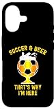 Soccer & Beer - That's Why I'm Here. Verre de bière drôle. Ce design amusant et tendance en grunge/vieilli montre une silhouette de verre de bière en forme de ballon de football. C'est l'un des meilleurs cadeaux pour les supporters de football qui aiment la bière.