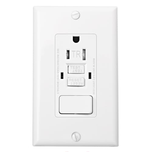La Mejor Selección de Gf22wgs del mes. 43 Baomain - Toma de corriente GFCI con interruptor, 15A 125VAC 60Hz, receptáculo GFCI resistente a manipulaciones, BAA-001 ETL Listado, blanco (1)
