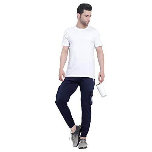 Image of BLUE STAR SHARK Men's Premium Stretchable Cargo Joggers | Regular Fit, Stylish Track Pants with Pockets | Soft Smooth Feel, Logo on Front, Comfortable Everyday Wear