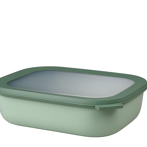 Mepal Multi Bowl Cirqula Rectangular - Mikrowellen Geschir - Geeignet als Luftdichte Aufbewahrungsbox für den Kühlschrank, Mikrowellengeschirr & als Frischhaltedosen - 2000 ml - Nordic sage