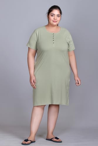 Image of In Love Women Cotton Buttoned Plus Size Short Slip Nighty Chemise
