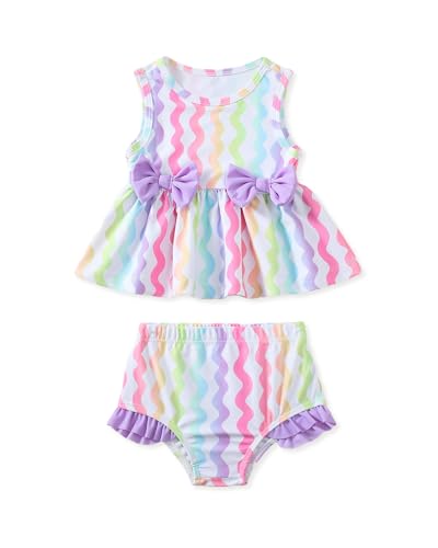 Image of Toddler Girl Swimsuit Baby Girl Bathing Suit Long Sleeve Floral Zipper One-Piece Rash Guard Swimsuit with Hat