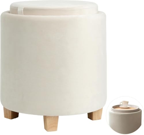 Madera Nieve Puff Taburete de Almacenaje