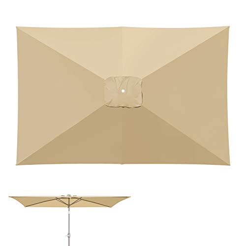 Benefitusa 10'X6.5' Outdoor Patio Umbrella Replacement Canopy 6-Rib Parasol Top Cover (Canopy Only)(Beige) #TOP23