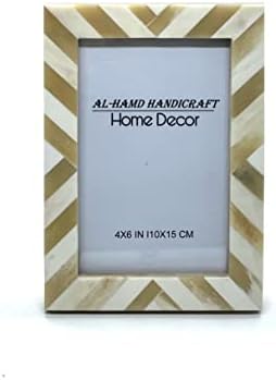 Al-Hamd Handicraft Photo Frame Chevron Herringbone Art Inspired Vintage Wall Decor Gift - 4x6 Brown