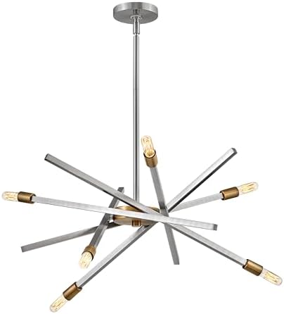 Hinkley Archer Six Light Medium Adjustable Single Tier Chandelier, Modern, Articulating Arms, Brushed Nickel