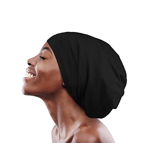 Image of Satin Lined Sleep Slouchy Cap Curly Girl Slap Headwear Gifts For Frizzy Hair Women